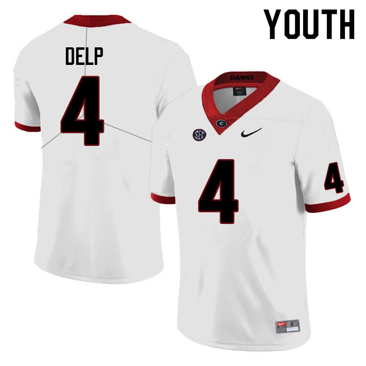 Georgia Bulldogs Youth Oscar Delp #4 White Anniversary Stitched College UGA Football Jersey 23SM013VO